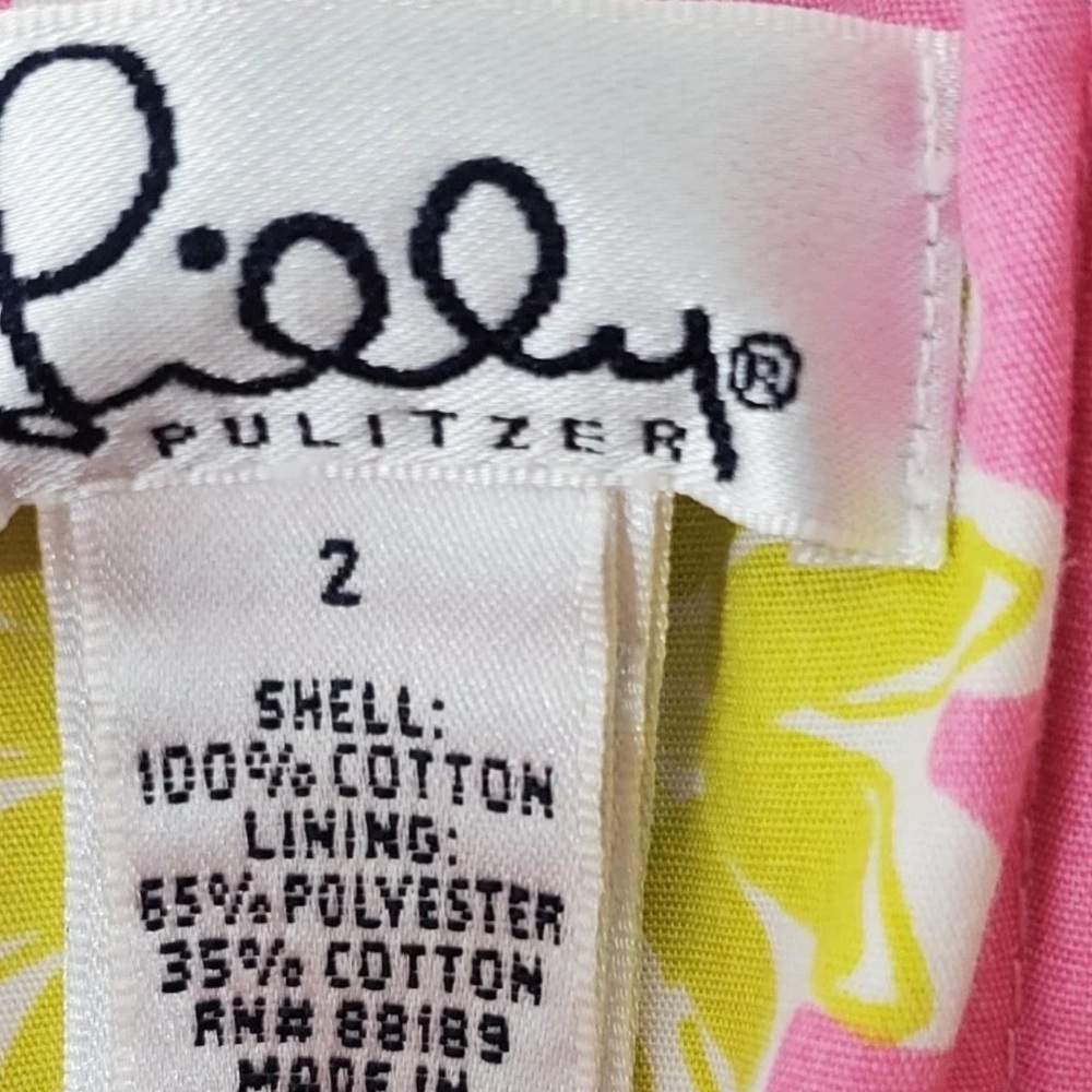 👗LILLY PULITZER VTG Retro 90s Quilted Patchwork Strapless Dress Sz 2 Pink NWOT - Picture 12 of 15